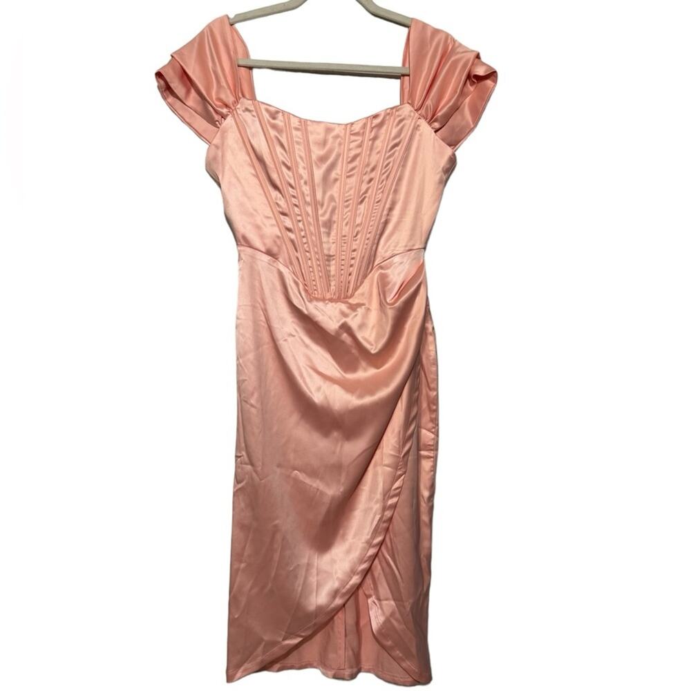 Rosedress NWT Pink Peach Satin Corset Princess‎ Pencil Dress Women s Size Large